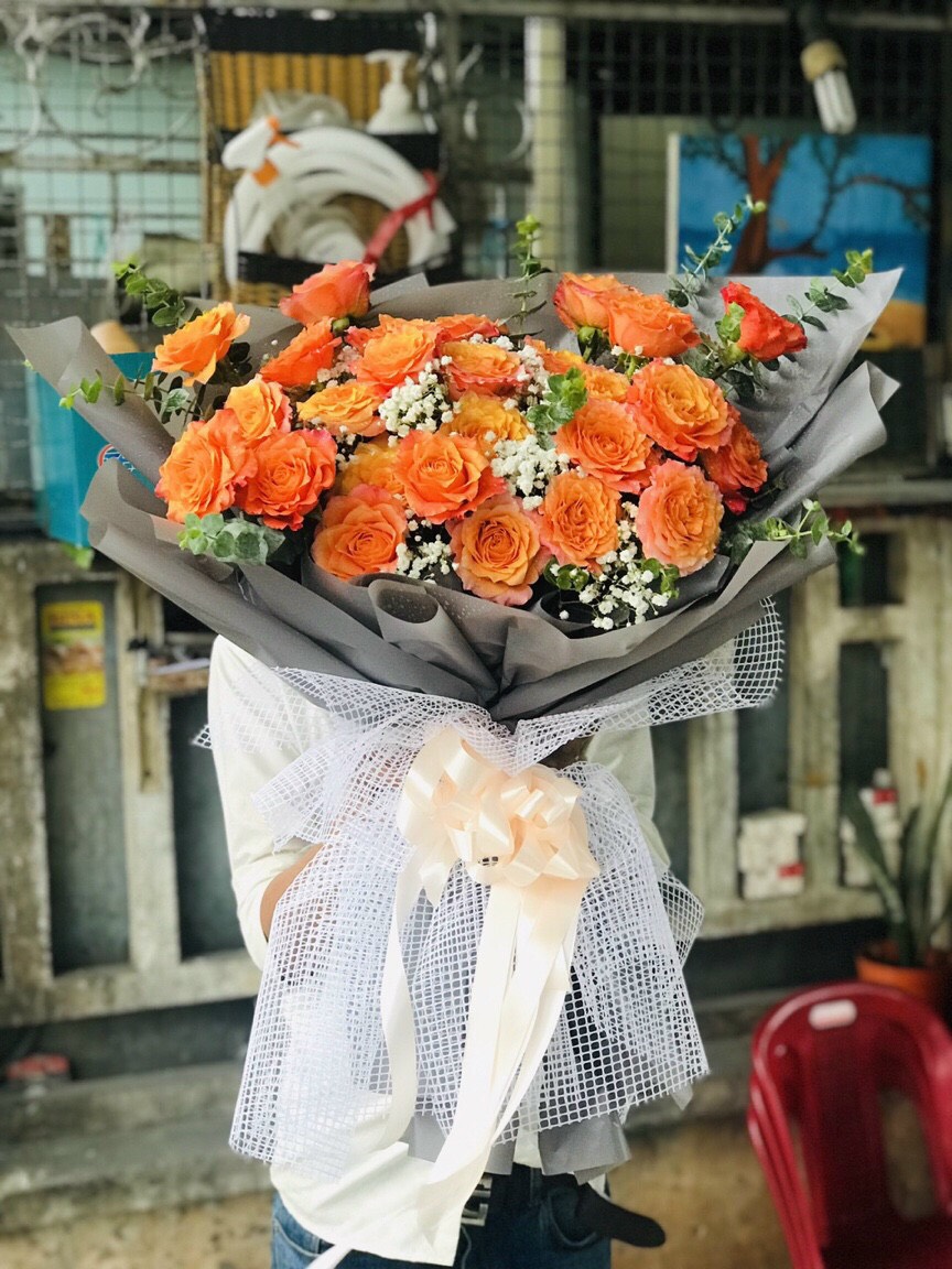 Bó hồng cam đam mê mãnh liệt