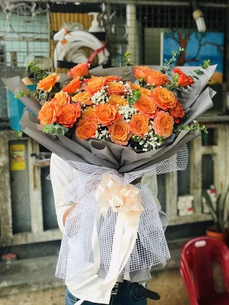 bó hoa hồng cam