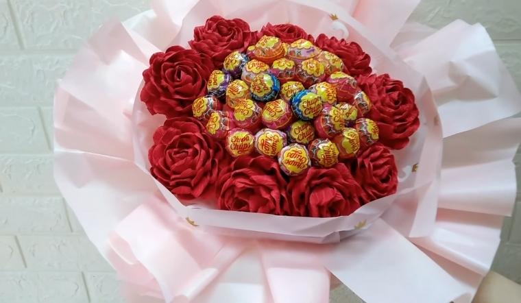 3 Cách Làm Bó Hoa Kẹo Mút Cực Xinh Ngay Tại Nhà 22 cach-lam-bo-hoa-keo-mut-don-gian